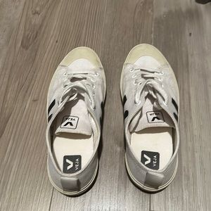 Veja White and Black Canvas Sneakers